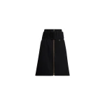 Patou Zip front belted midi skirt in Khol Stone organic cotton denim