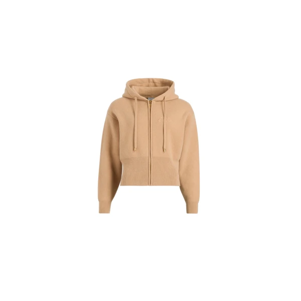 Zip-up hoodie in Biscuit wool and cashmere