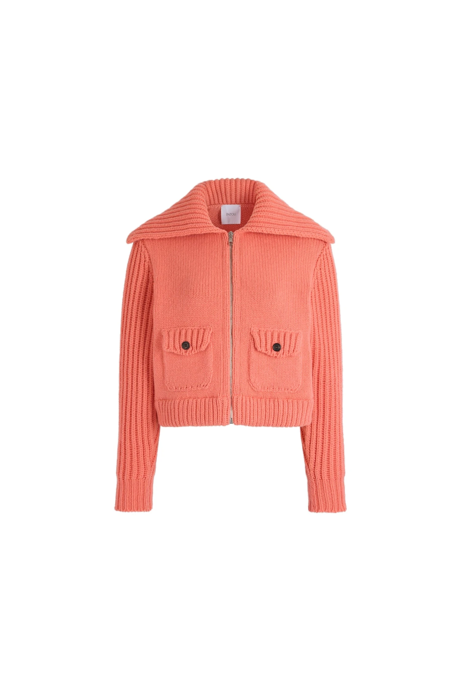 Patou Zip-up jacket in Winter Blush wool and cashmere | Knitwear | Luxury Shoes Patou Zip-up jacket in Winter Blush wool and cashmere