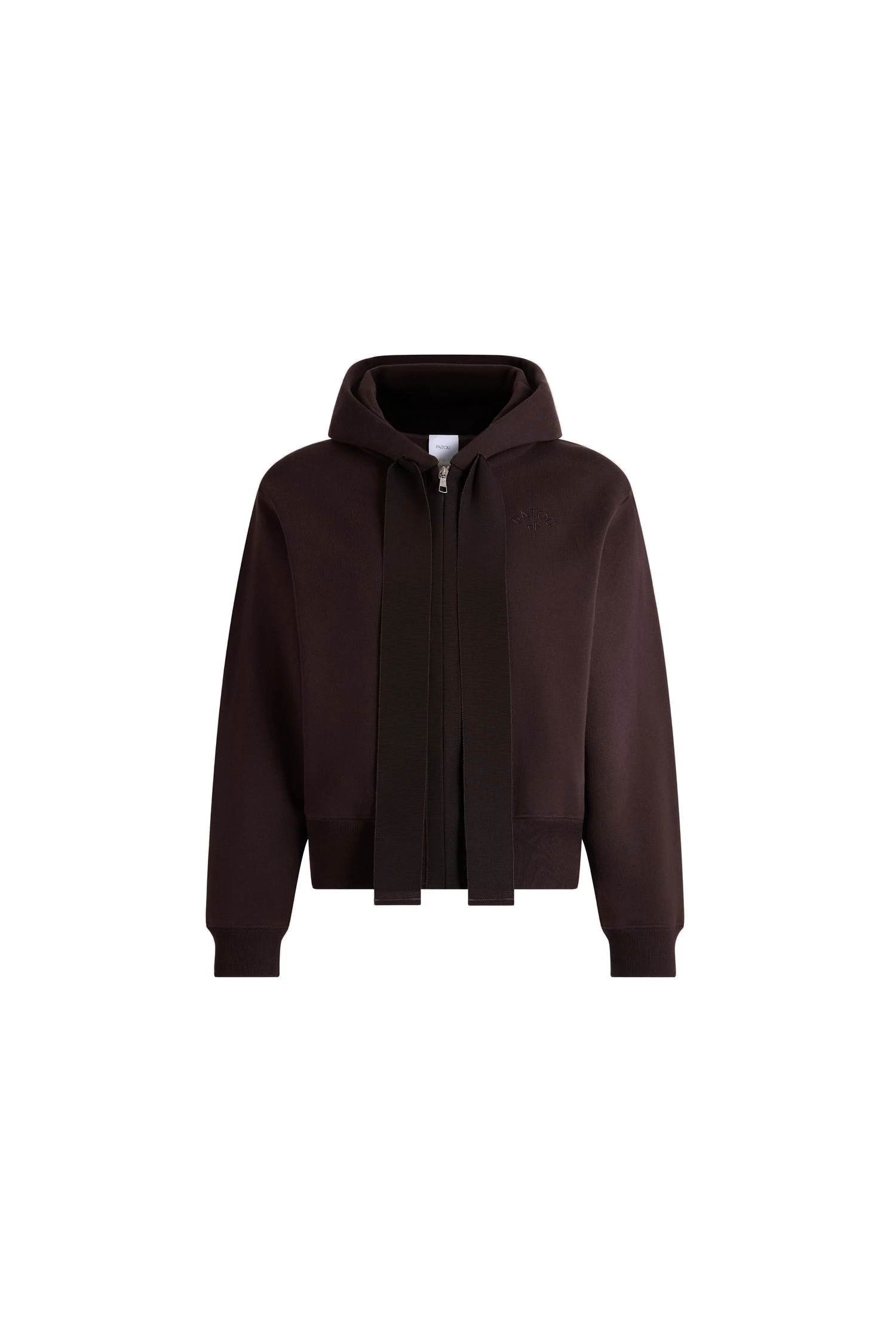 Patou Zipped hoodie in Winter Mocha organic cotton | Hoodies | Luxury Shoes Patou Zipped hoodie in Winter Mocha organic cotton