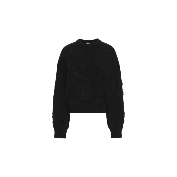 3D Flower Knit Black