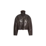 Bonded Fur Leather Jacket Dark Brown