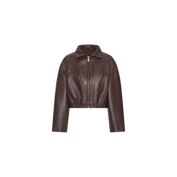 Bonded Leather Jacket Dark Brown