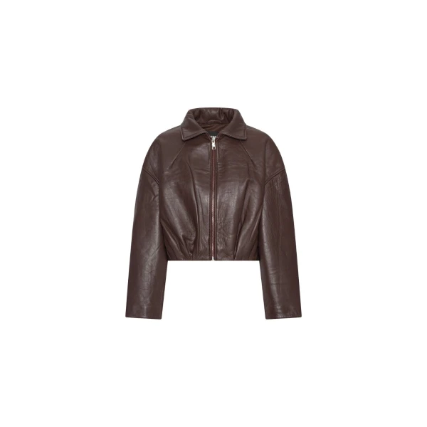 Bonded Leather Jacket Dark Brown