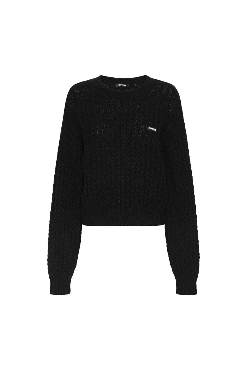 Rotate-Birger-Christensen-Cable-Crewneck-Sweater-white Cable Crewneck Sweater