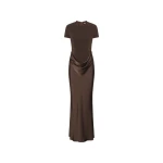 Capsleeve Draped Maxi Dark Brown