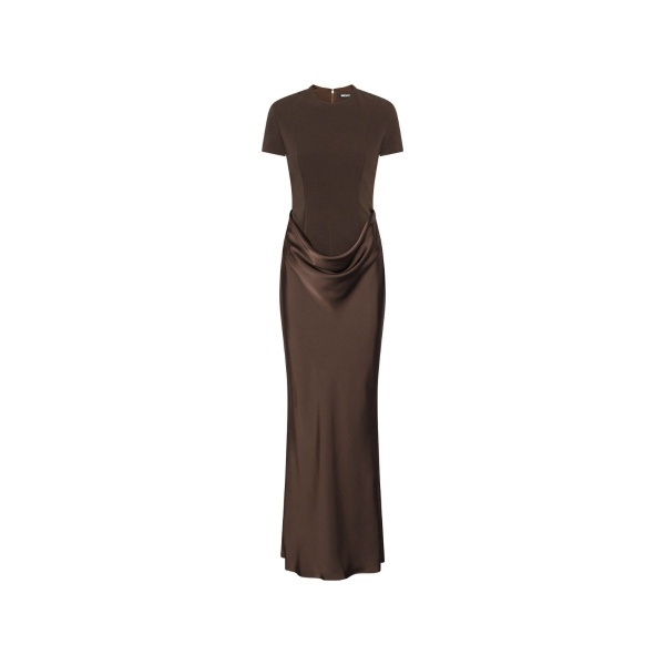 Capsleeve Draped Maxi Dark Brown