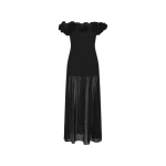 Crepe Maxi Flower Dress Black