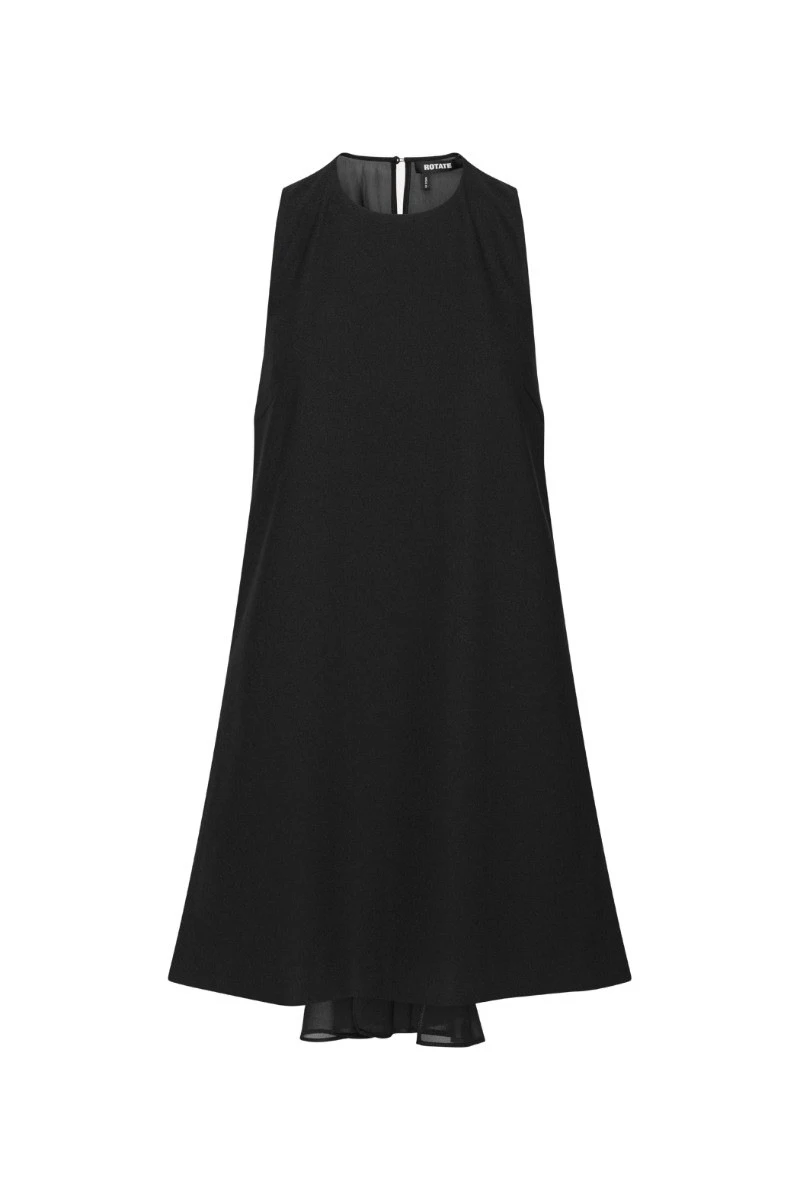 Rotate-Birger-Christensen-Crepe-Mini-A-Line-Dress-Black-white Crepe Mini A-Line Dress Black