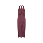 Dot Halterneck Scarf Dress Dark Red