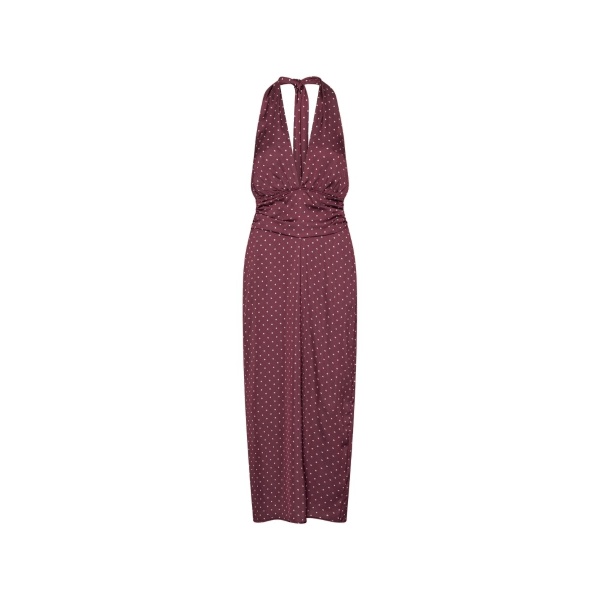 Dot Halterneck Scarf Dress Dark Red