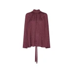 Dot Satin Bow Shirt Dark Red