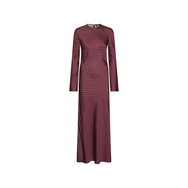 Dot Satin Maxi Dress Dark Red