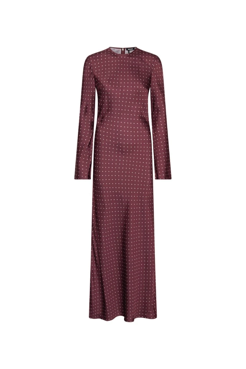 Rotate-Birger-Christensen-Dot-Satin-Maxi-Dress-Dark-Red-white Dot Satin Maxi Dress Dark Red