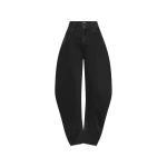 Draped Barrel Leg Jeans Black Denim
