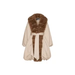 Faux Fur Collar Coat Beige