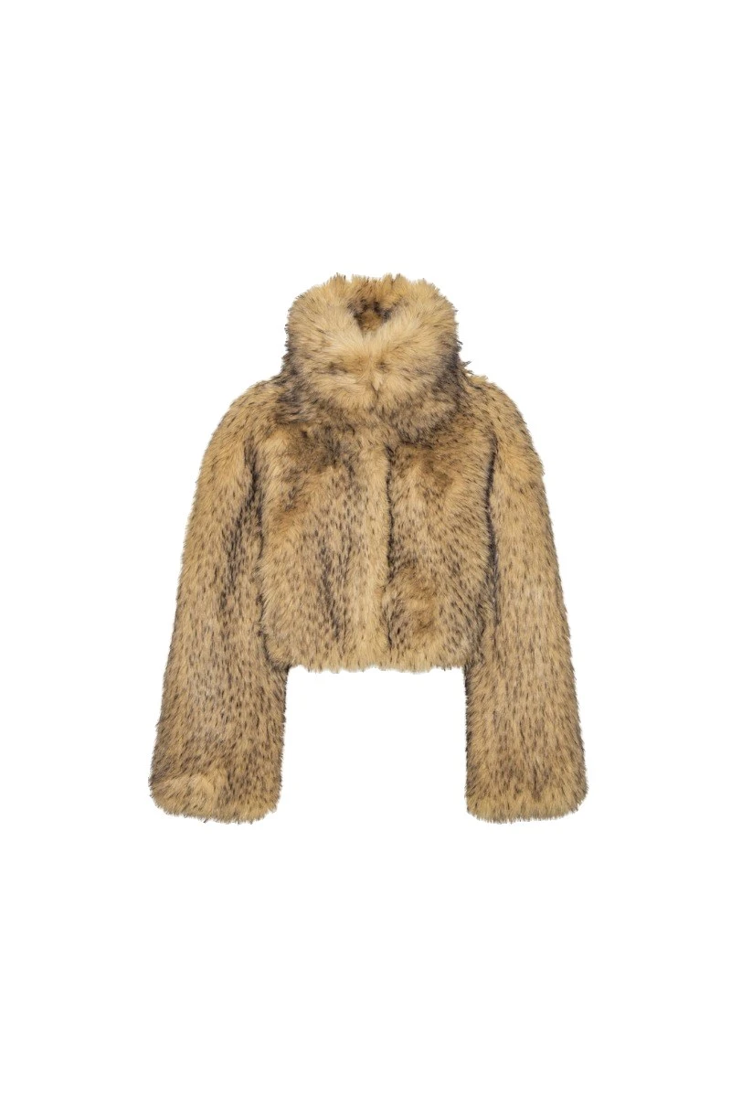 Rotate-Birger-Christensen-Faux-Fur-Crop-Jacket-Beige-white Faux Fur Crop Jacket Beige