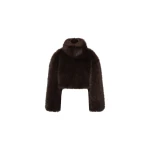 Faux Fur Cropped Jacket Dark Brown