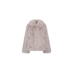Faux Fur Flared Jacket Light Gray
