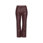 Flared Leather Capri Pants Mahogany