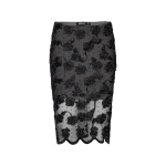 Flower Mesh Midi Skirt Black