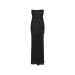 Flower Mesh Sleeveless Maxi Dress Black