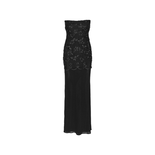 Flower Mesh Sleeveless Maxi Dress Black