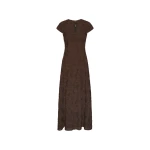 Flower Mesh Sleeveless Maxi Dress Dark Brown