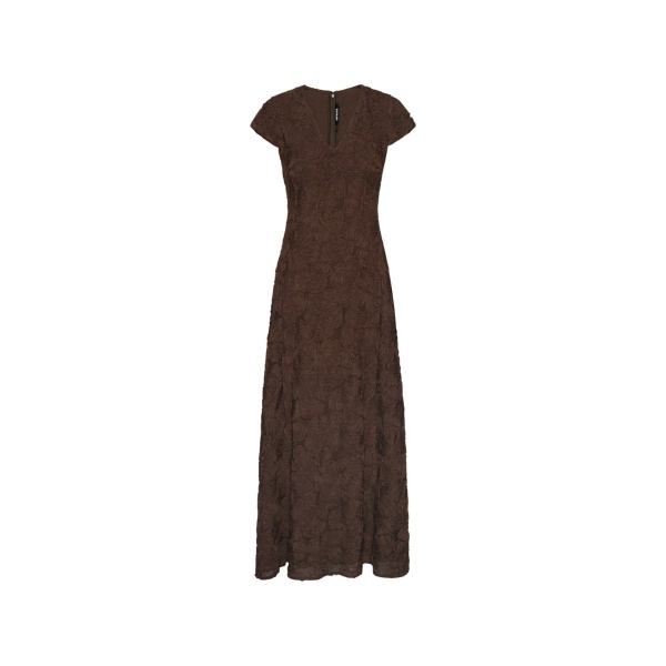 Flower Mesh Sleeveless Maxi Dress Dark Brown