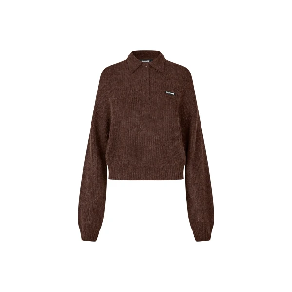 Fluffy Knit Polo Brown