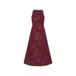 Jacquard Flared Dress Dark Red
