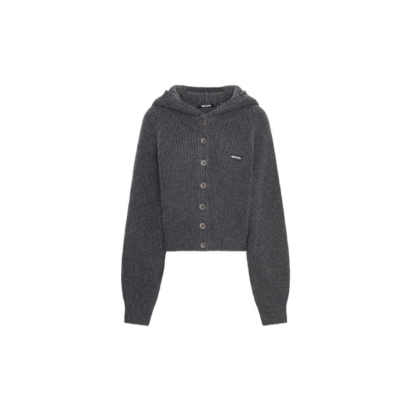 Knit Boxy Hoodie Grey