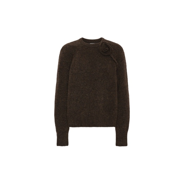 Knit Flower Jumper Dark Brown
