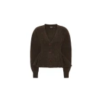 Knit Peplum Cardigan Dark Brown