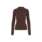 Knitted Polo Top Dark Brown