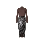 Knotted Midi Dress Brown