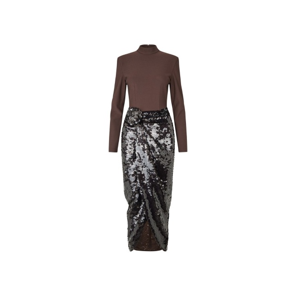 Knotted Midi Dress Brown