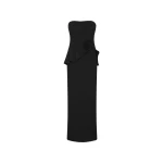 Long Flower Strapless Maxi Dress Black