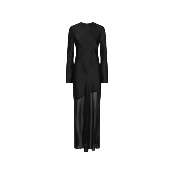 Maxi LS Slit Dress Black