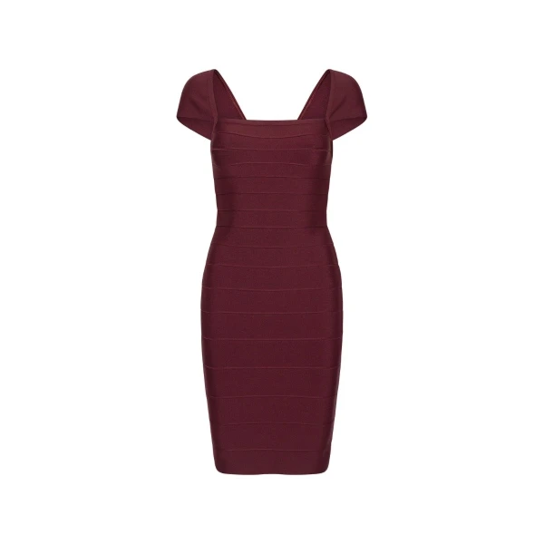 Midi Fitted Knit Dress Dark Red