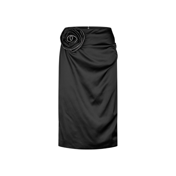 Midi Rose Skirt Black