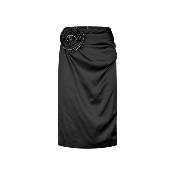Midi Rose Skirt Black