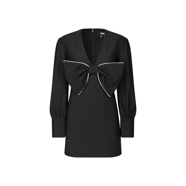 Mini Draped Bow Dress Black