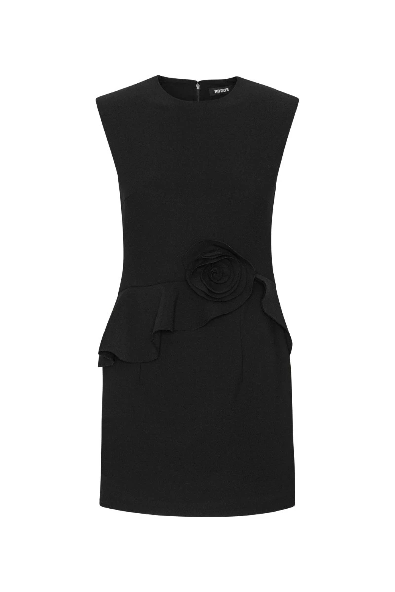 Rotate-Birger-Christensen-Rose-Mini-Dress-Black-white Rose Mini Dress Black