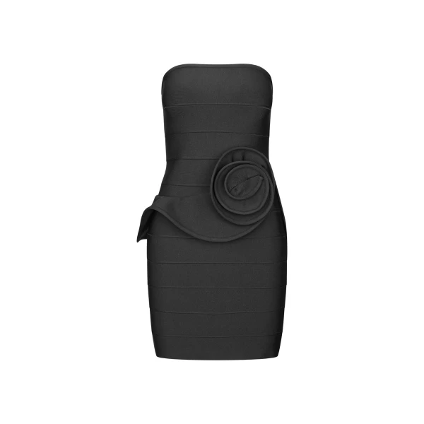 Rose Tube Mini Dress Black