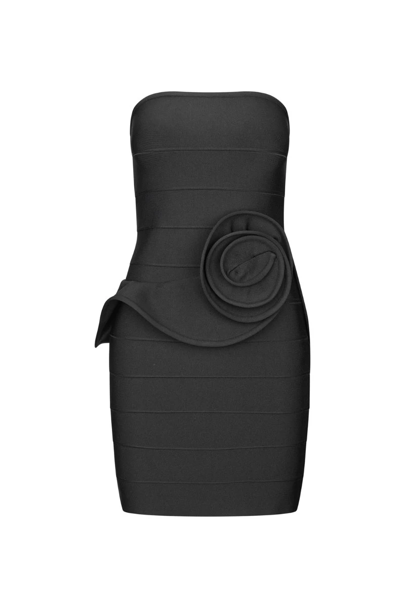 Rotate-Birger-Christensen-Rose-Tube-Mini-Dress-Black-white Rose Tube Mini Dress Black
