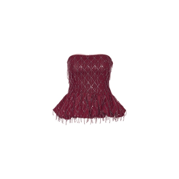Sequins Bubble Top Dark Red