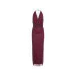 Sequins Halterneck Dress Dark Red