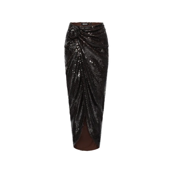 Sequins Knot Skirt Dark Brown