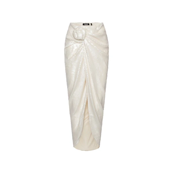 Sequins Knot Skirt White
